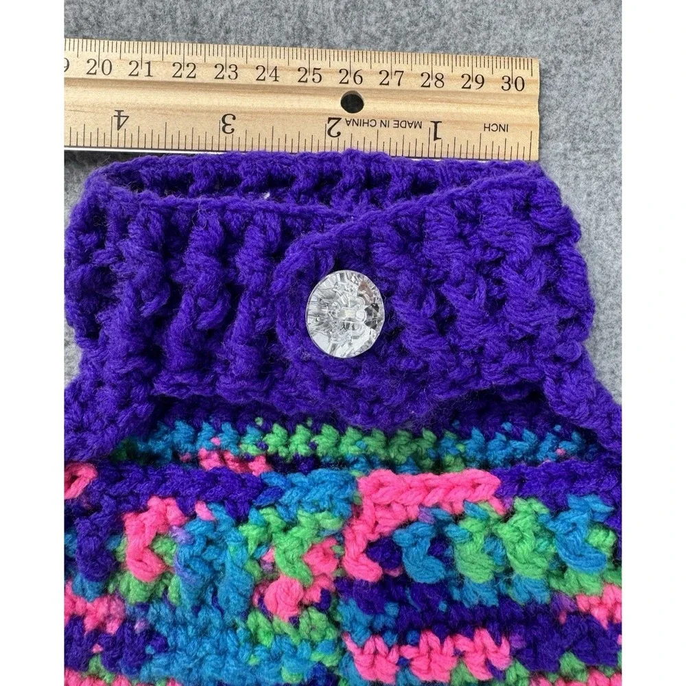 Dog Sweater Small Purple Pink Green Crochet Handmade
